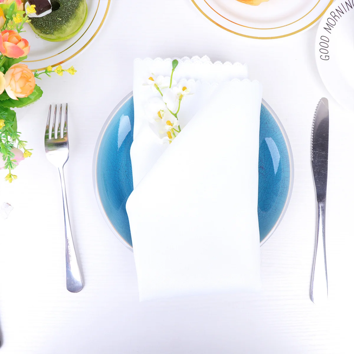 

4Pcs Solid Color Napkin Cloth Easy Care Table Use for Home Party Restaurant Hotel Simple Style Placemat Solid Color Napkin Cloth