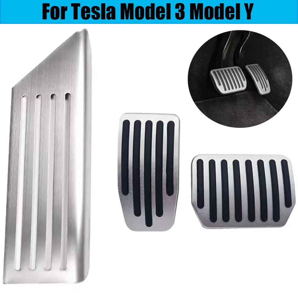 New upgrade For Tesla Model 3 Y Brake Pedals Foot Rest Accelerator Car Pedal Rubber Pad Cover Aluminum Alloy Interior Parts