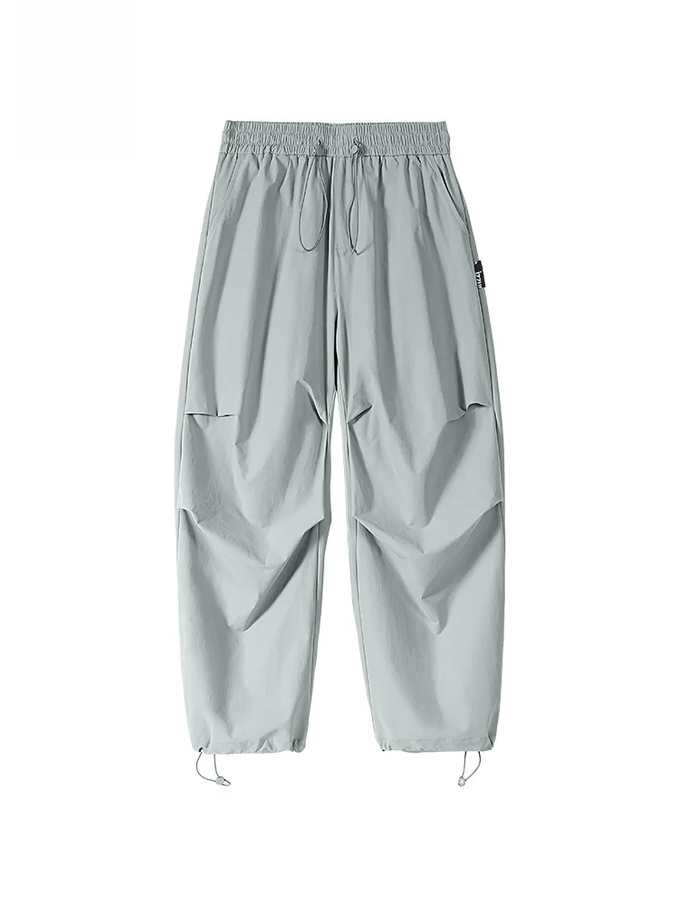 

Izzue Men's Summer Casual Pants Loose Ice Silk Thin Model Qui Dry Functional Long Trousers Faionable Straight Leg Jeans