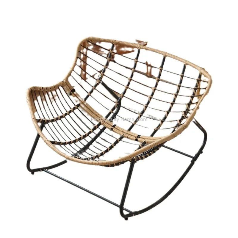 Human Bird\'s Nest Rattan Rocking Chair Leisure Sofa Home Balcony Single Lazy Sofa Rocking Chair Rattan Chair Can Sit and Lie