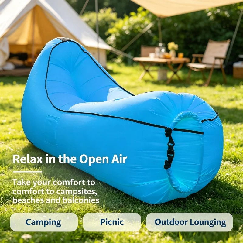 Portable Inflatable Sofa, Lazy Airbag Waterproof Leak Proof Outdoor Camping Beach Picnic Travel Quick Inflatable Lounge Chair