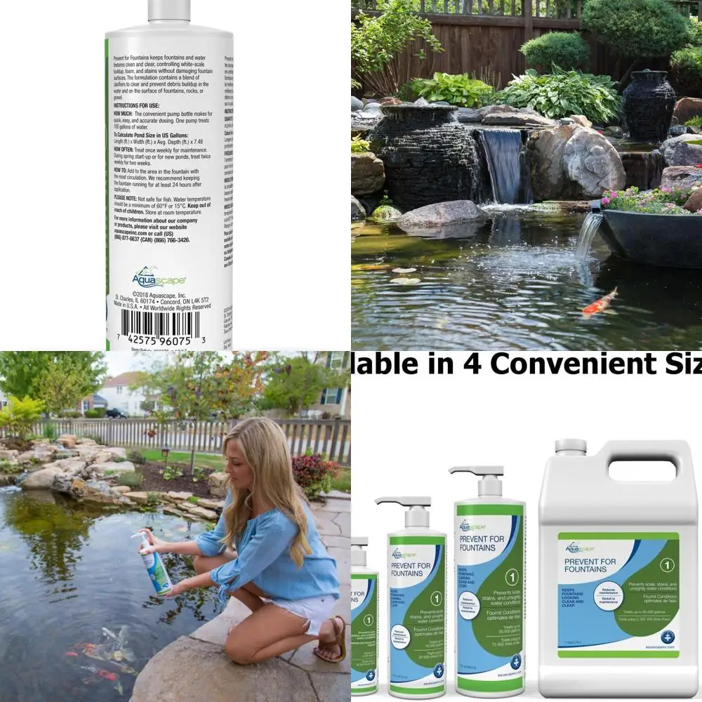 

PREVENT Water Treatment for Fountains, Waterfalls, Rock and Gravel, Prevent White-scale Buildup, Stains, Foam and Other Unsightl