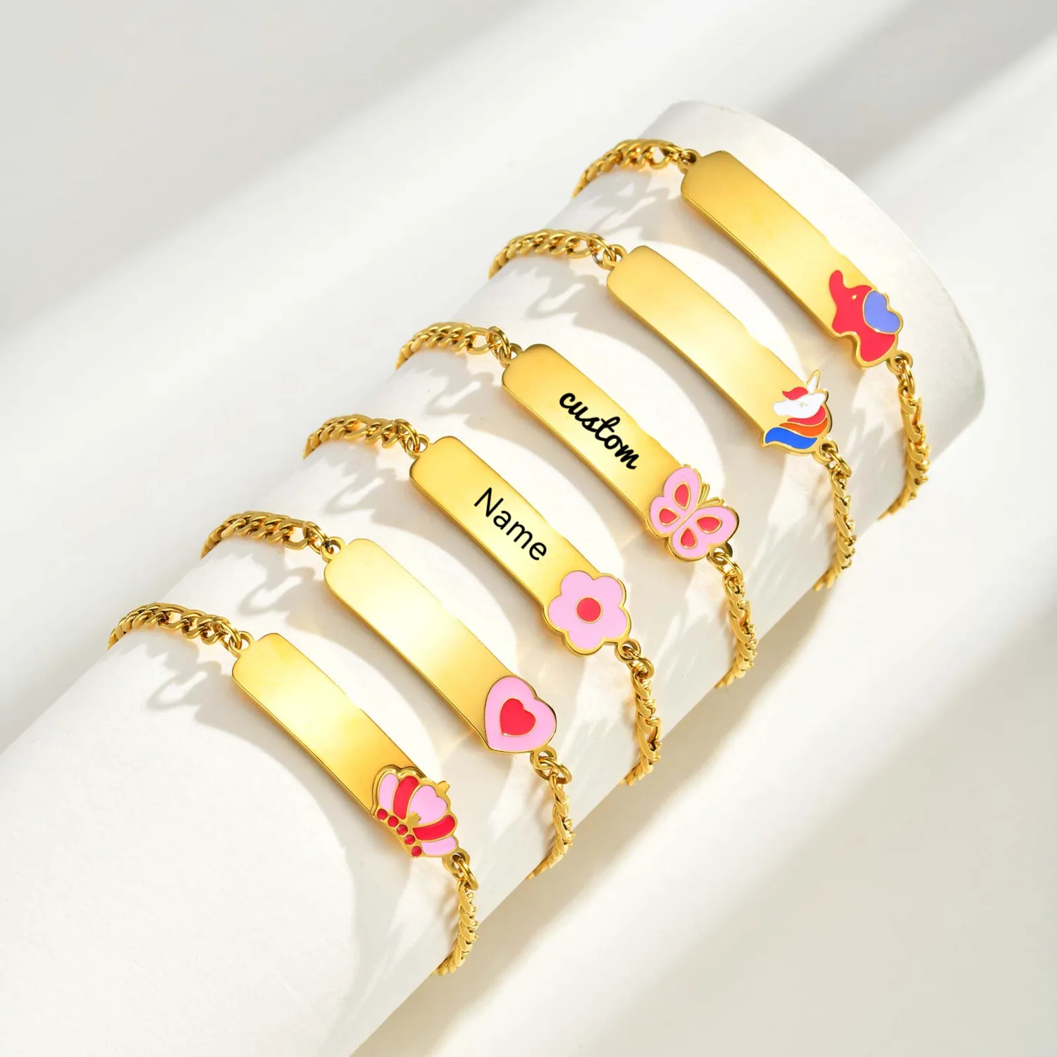 

Браслеты Vnox с индивидуальной гравировкой для маленьких девочек, из нержавеющей стали, гипоаллергенные, для повседневной носки