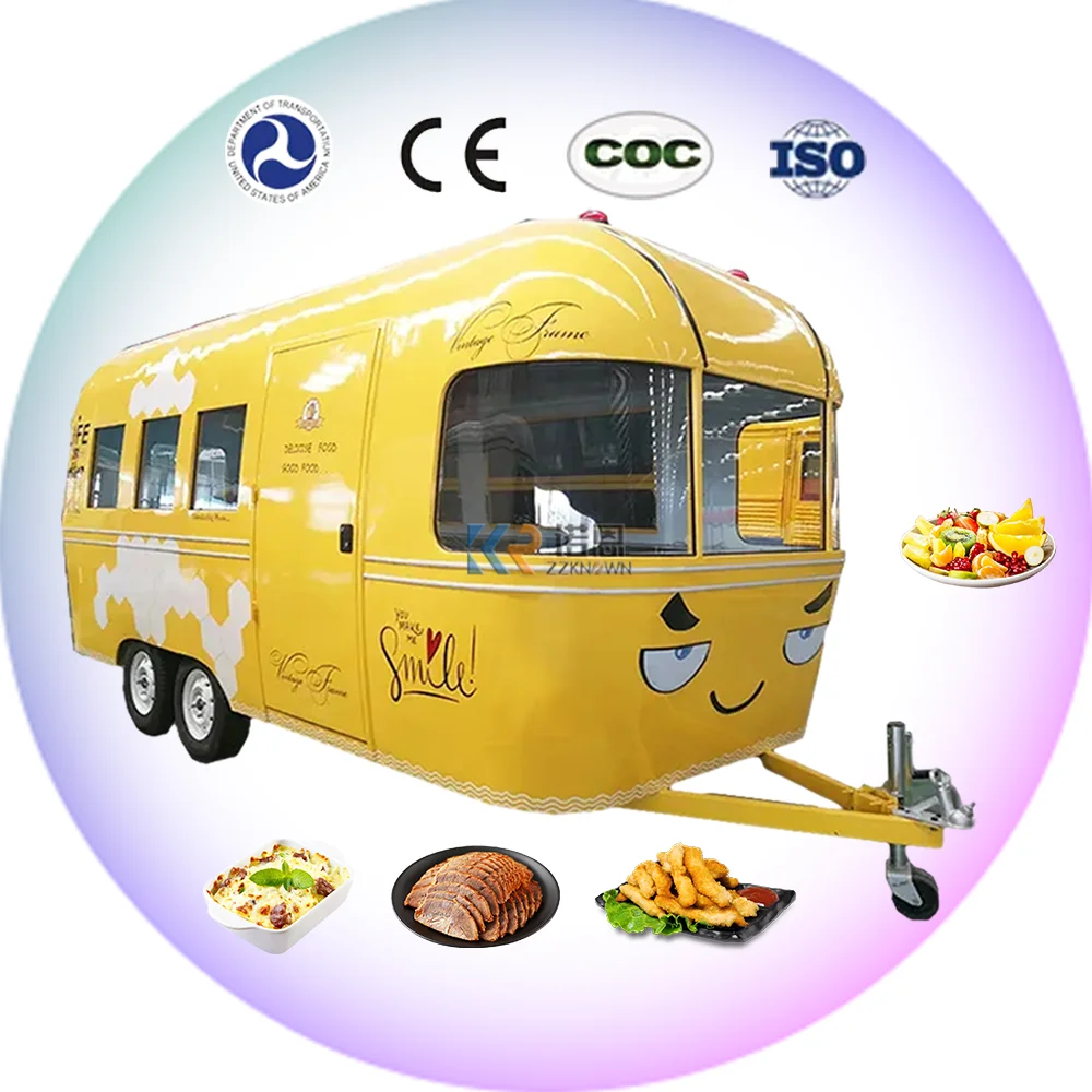 OEM Mobile Coffee Cart Stainless Steel Fast Food Truck with VIN CE ISO Certification Mobile Food Trailer for Sale Europe