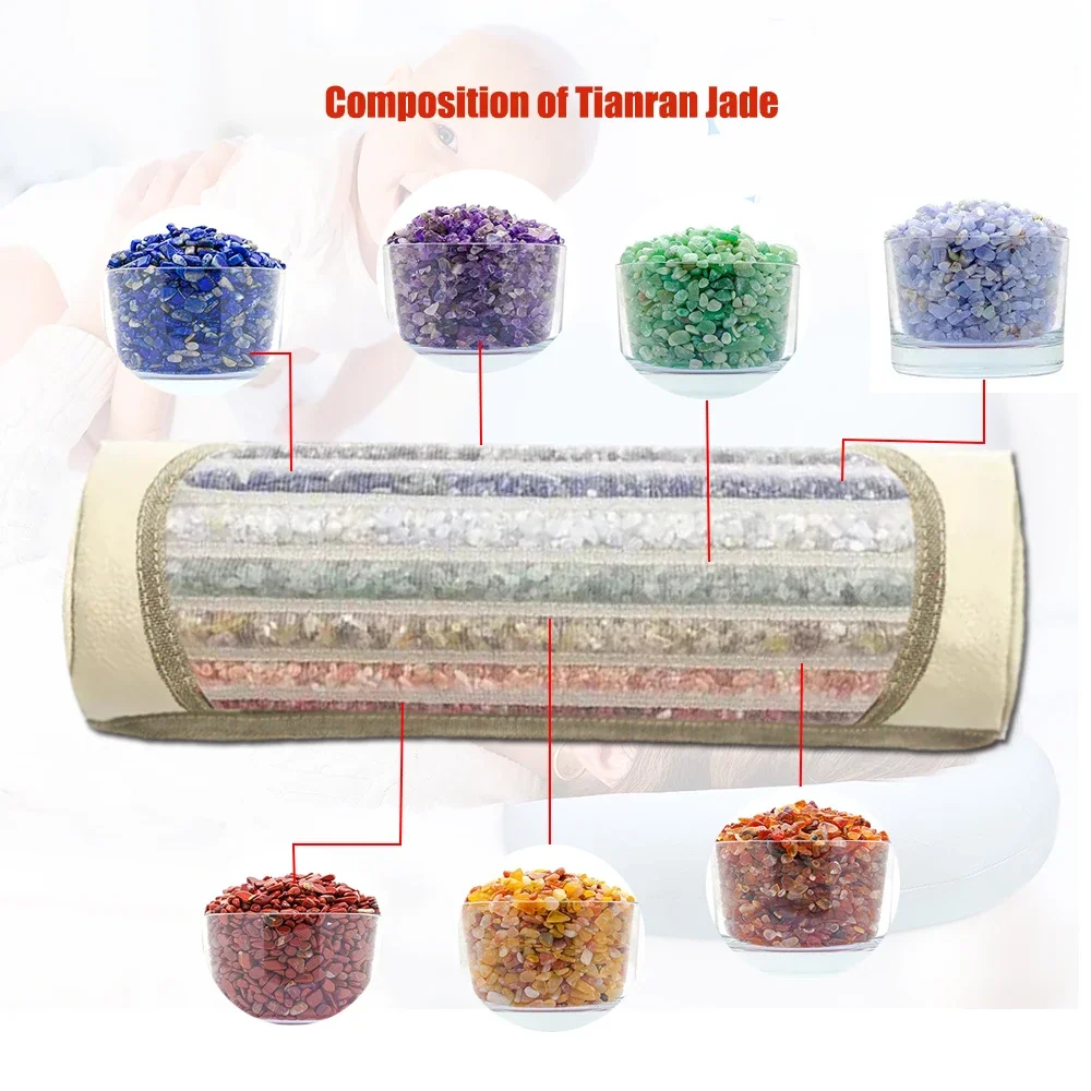 

Crystal Jade Massage Pillow, 7-color Rainbow Chakra for Relieving Neck Pain