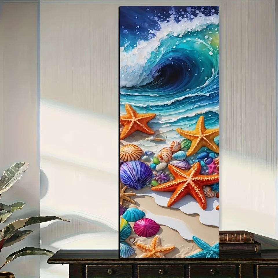 Huge Sea Waves Starfish Large 300x100cm Diamond Painting 5D Diy Full Square Round Diamond Mosaic Jewelry Cross Stitch Home Decor
