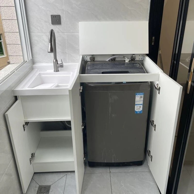 Balcony washing machine cabinet honeycomb aluminum E0 grade eco-friendly balcony laundry cabinet pulsator flip-top companion
