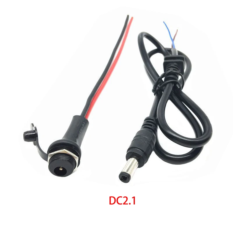 DC 2.1 Male Female Charging Port Charger Output Line Repair Accessories 36V 48V Round Hole Charging Port Male and Female Socket