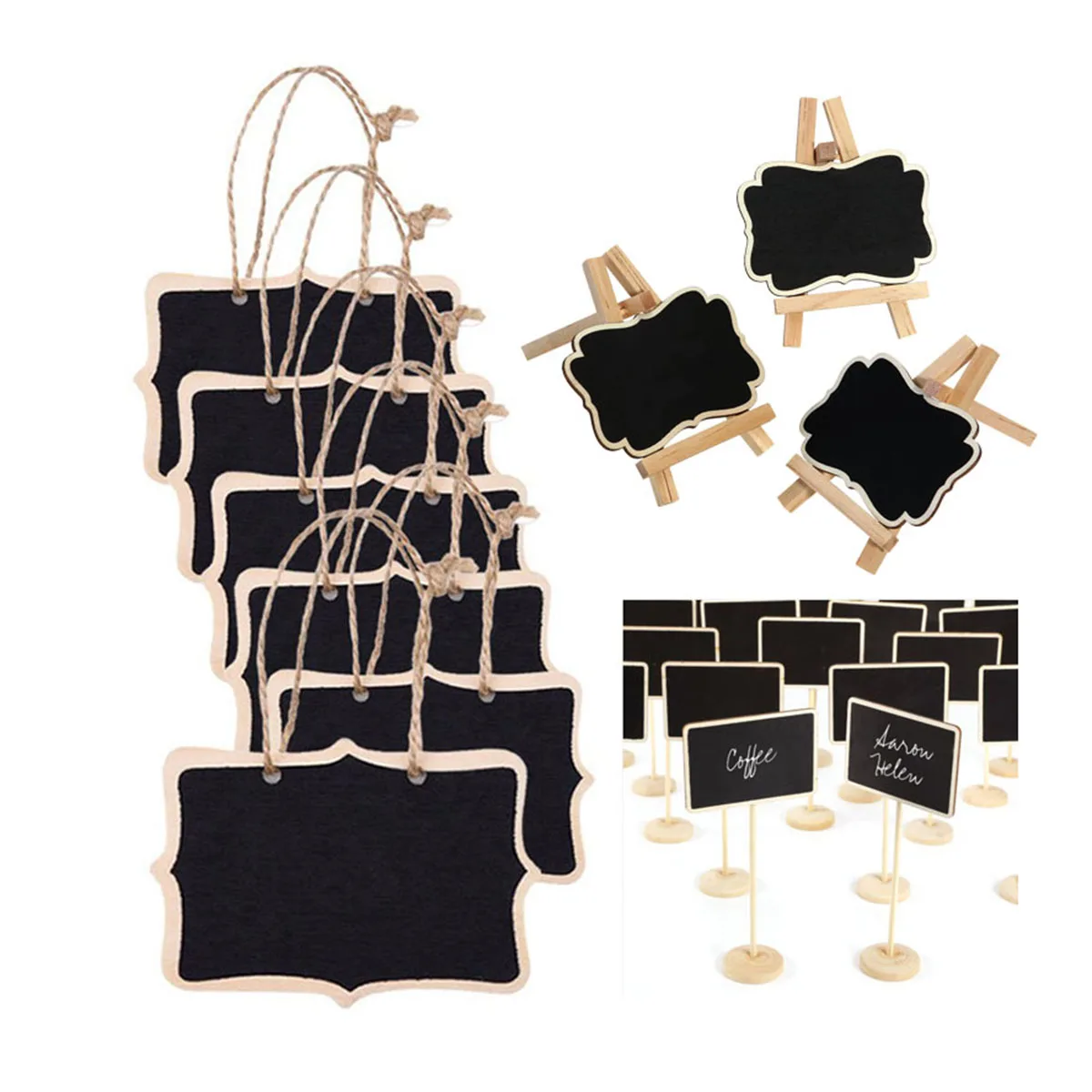 

3pcs Mini Chalkboard Sign Easel Blackboard Desk Decor Lightweight Marker Writing Wooden Stands Office Ornament