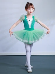 Ragazze Spaghetti paillettes Ballet Dance Dress body Tutu gonna rosa turchese verde Toddler Ballet body per ragazze Dance Skir