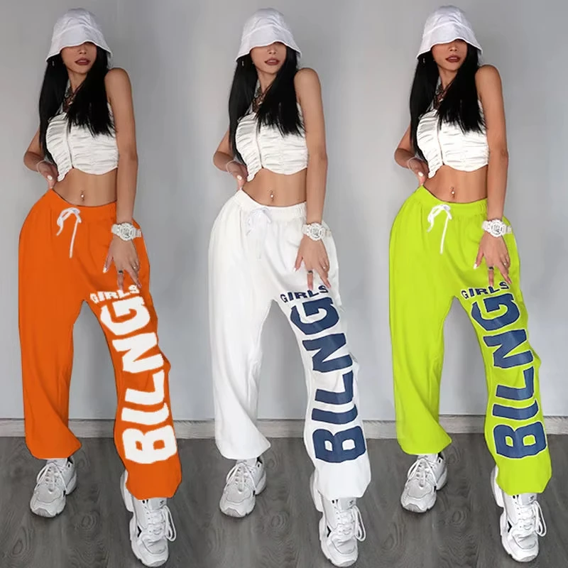 2026 Amerikanische Retro-Hose mit Buchstabenprint für Damen/Kinder – Neue Sport-Hip-Hop-Trend-Freizeithose für Tanz und Jazz-Auftritte, lockere Passform – Detail 7