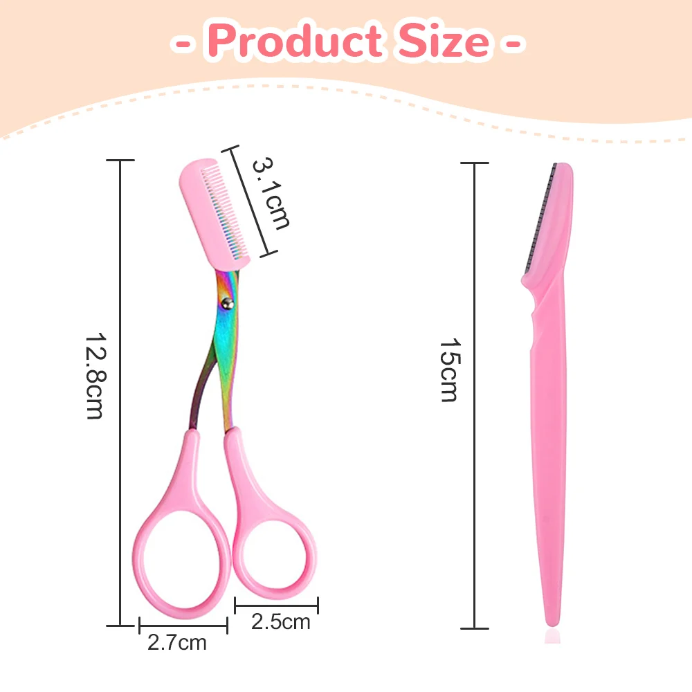 Eyebrow Shaving Knife Eyebrow Scissors with Comb Stainless Steel Plastic Razor Facial Hair Removal Razor Razor Make-up Tool