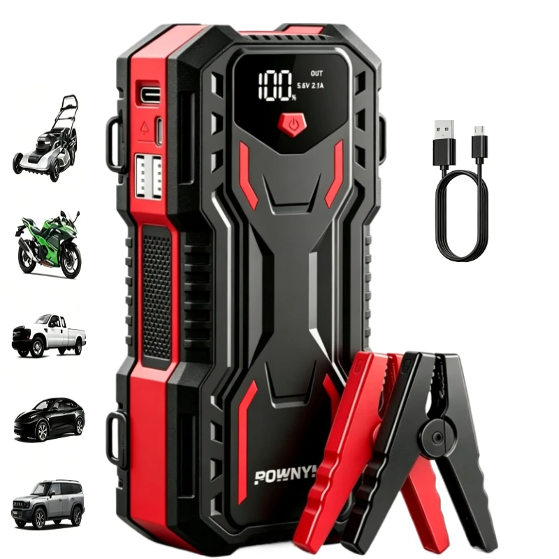 Car jump starter, 12V car battery booster, up to 5.0L gas/4.0L diesel engine