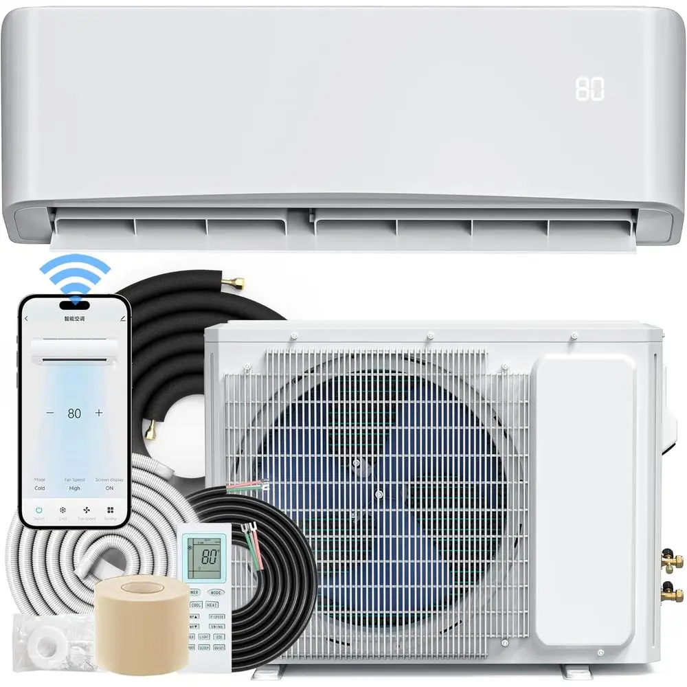 

22 SEER2 12000 Mini Split Air Conditioner Heat Pump System, Wii Enabled 115V Inverter DuctlAC Cool Up to 750 Sq. t with Installa
