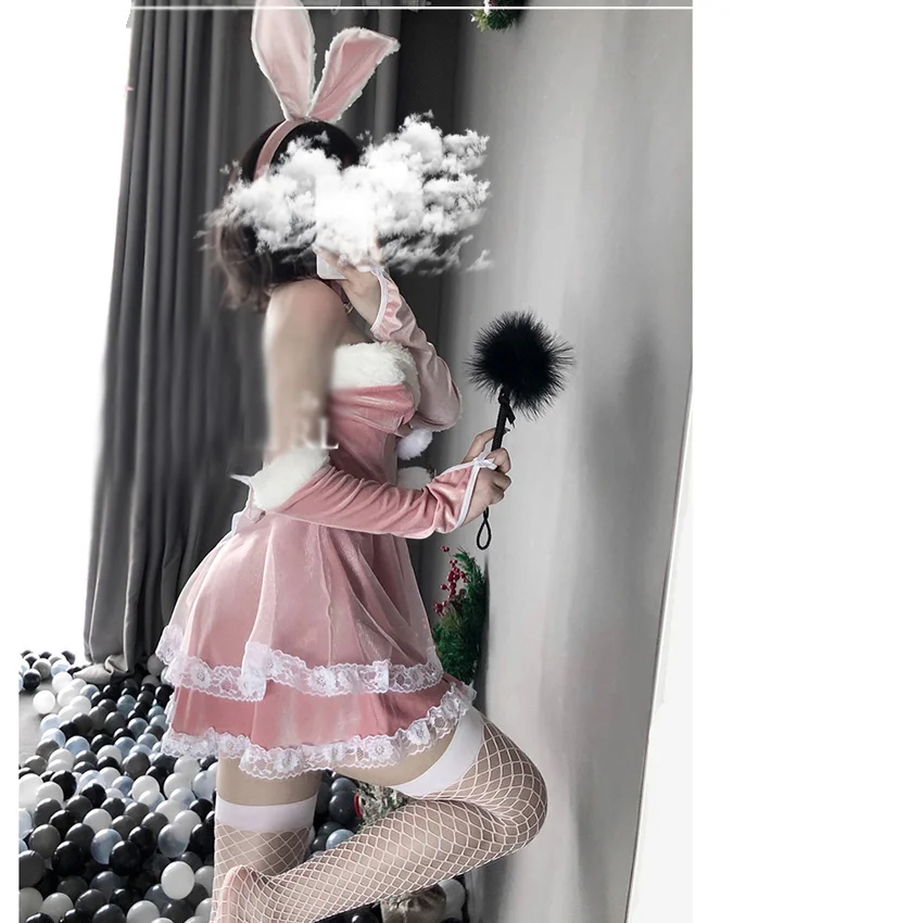 Women Santa Claus Maid Waitress Uniform Cosplay Costume Sexy Lingerie Christmas Xmas Party Sexy Bunny Girl Winter Fancy Dress