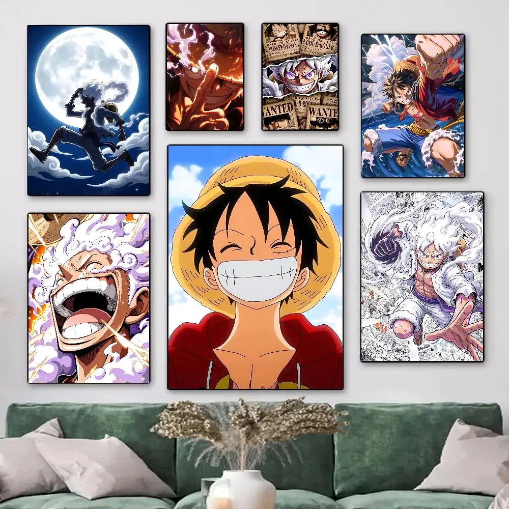 Anime One Piece Luffy Posters HD Print Vintage Wall Art Decor for Home Study Room
