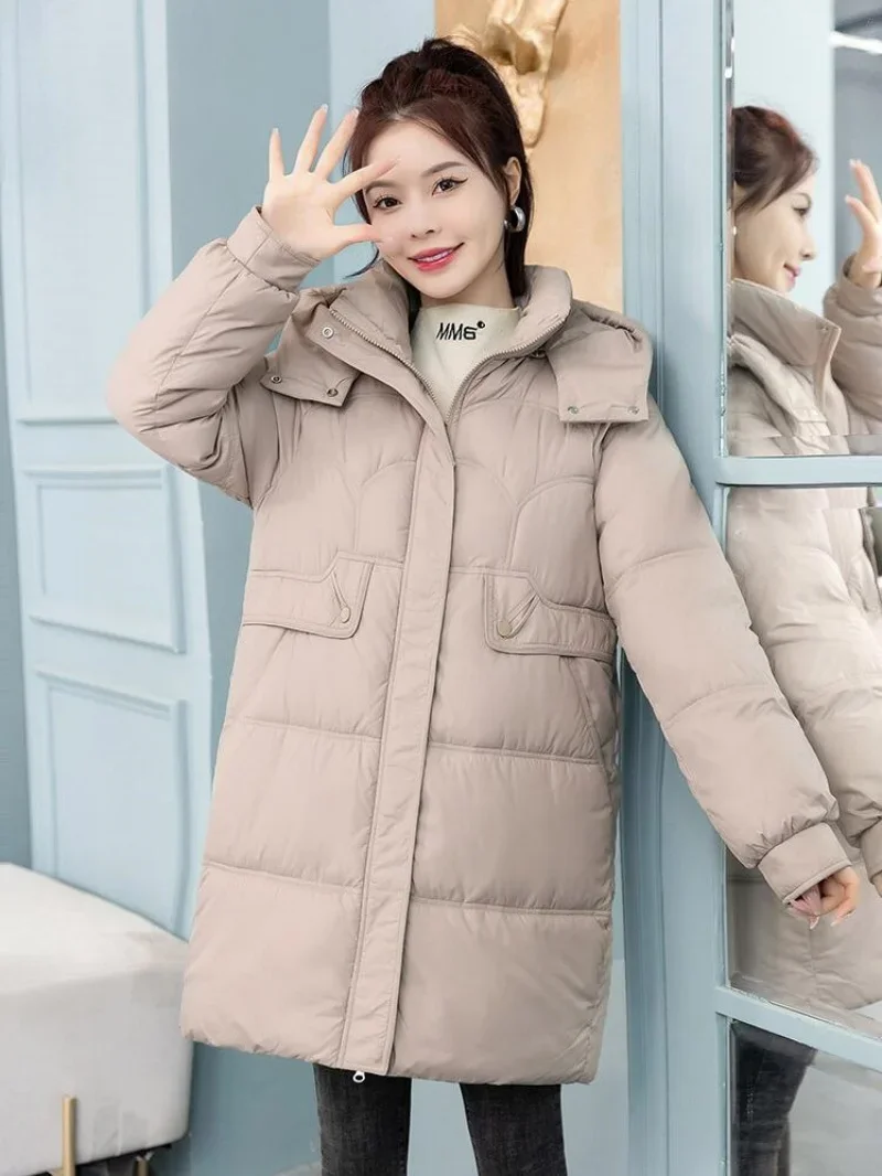 Winter Jacket Women\'s Parkas Coat 2024 New Long Coat Down Snow Wear Outerwear Female Hooded Cotton Padded Parka