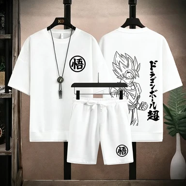 

Dragon Ball Z Waffle Set Men Summer Short Sleeve T-Shirt And Shorts Set Anime Goku Print Casual Outfit 2026