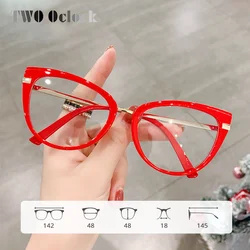 Trendy Women's Eyeglasses with Frame Computer Goggles Anti Blue Light Coating Glasses Red 0 Diopter Myopia oculos grau feminino