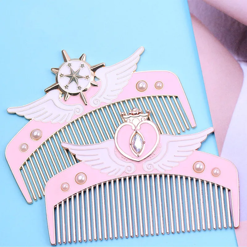 

Anime Magic Card Cardcaptor Sakura Hairdressing Comb Pink Moon Makeup Combs Wand Brush Cosplay Props Gift