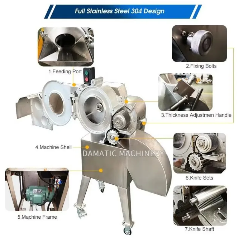 Tagliatrice automatica per cubetti di verdure, patate, carote, cipolla, pomodoro, cocco, mango