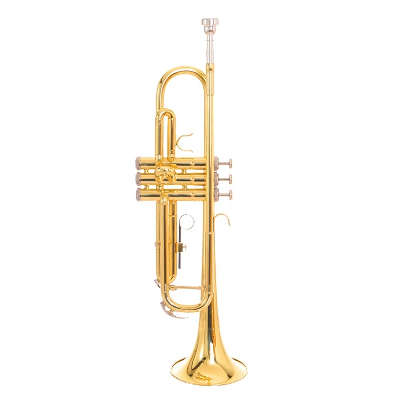 Wholesale B-flat trumpet instruments specializing in the gold version of the Monel Piston