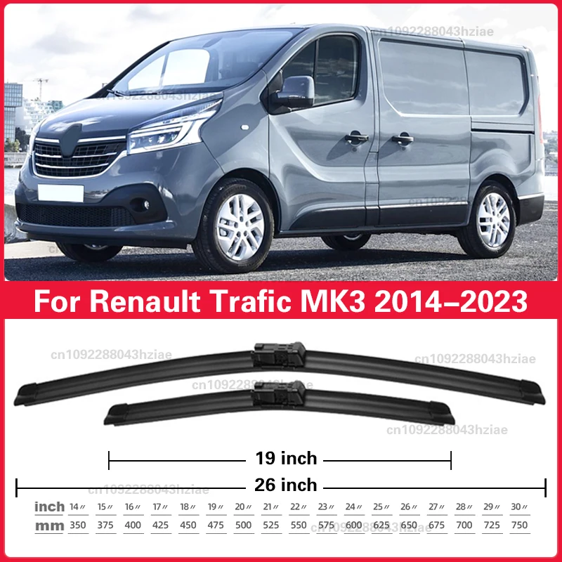 Limpador dianteiro lâminas de limpador para renault trafic mk3 2014 - 2023 pára-brisas janela limpa escovas de chuva 2019 2020 26 "+ 19"