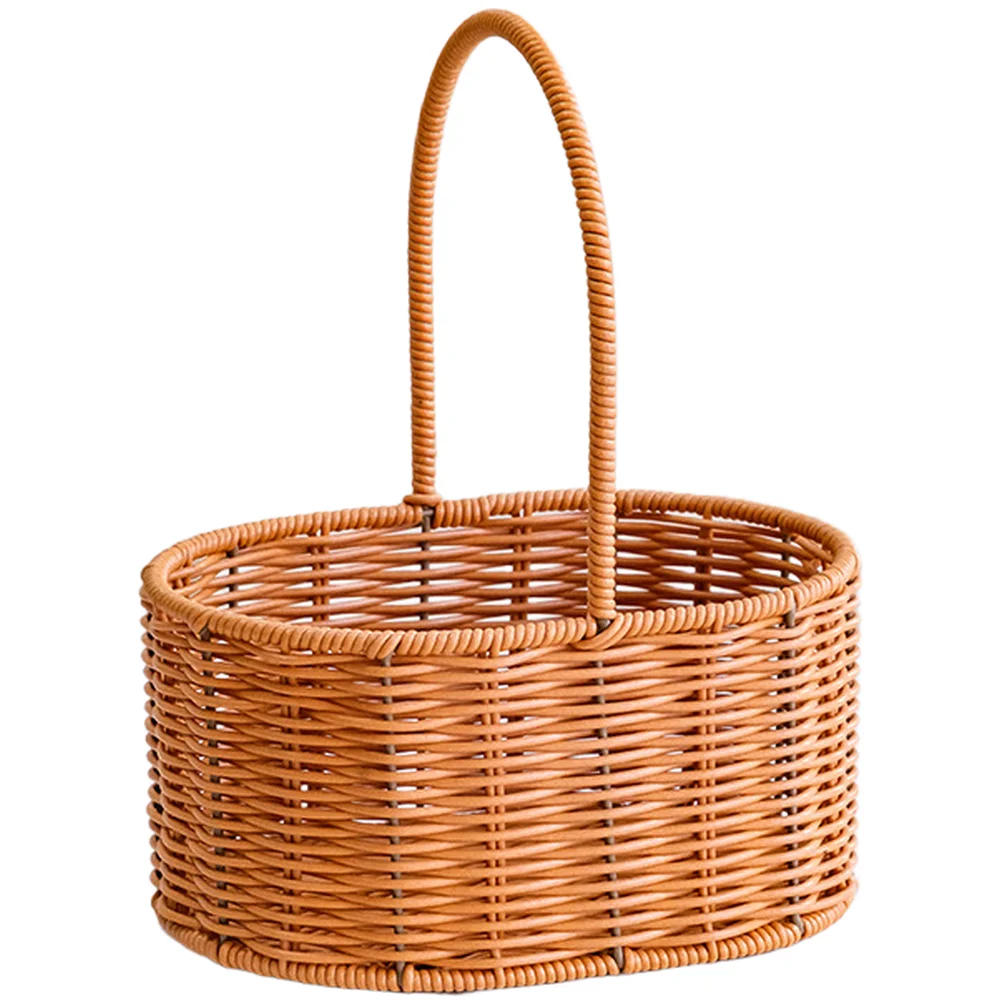 Oval Rattan Flower Basket with PE Weave and Integrated Waterproof Lining for Holding Fresh Blooms or Curated Decor Items