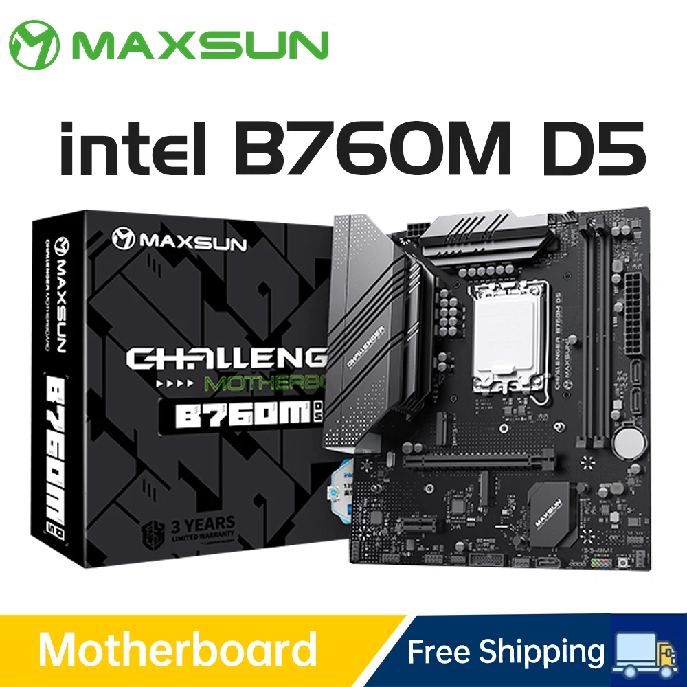 MAXSUN Motherboard Challenger B760M D5 support Intel 14/13/12th generation Core CPU DDR5 M.2 PCIEX16 4.0  Computer components