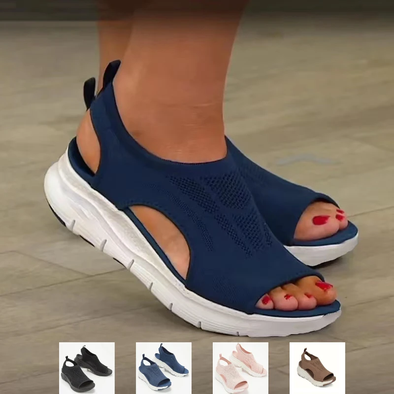 Women Roman Flat Sandals Mesh Fish Casual Low Heels Summer Platform Shoe Sports Wedge Beach Sabot Sneakers Comfortable 43 44 45