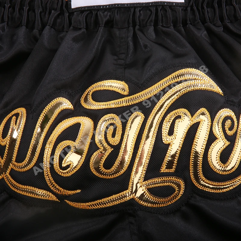 Muay Thai Pants Men Fight Kickboxing Shorts Fitness Women Kids Thai Boxing Shorts Embroidery Gym Training Black BJJ MMA Clothing