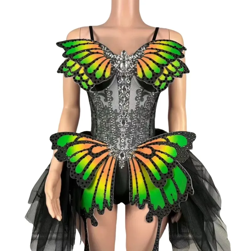 

Halloween Party Animal Costume Butterfly Crystal Bodysuit Role Playing Performance Clothes Dancer Carnival Show Festival Outfit