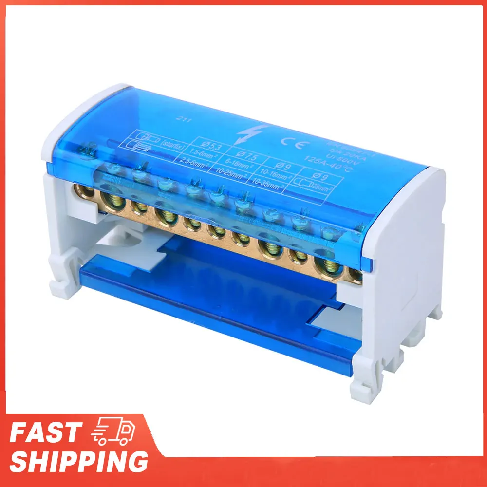Din Rail Terminal Block Distribution Box Terminal Distribution Box Din Rail 2-Level Single Phase with Transparent Dust Cover 211