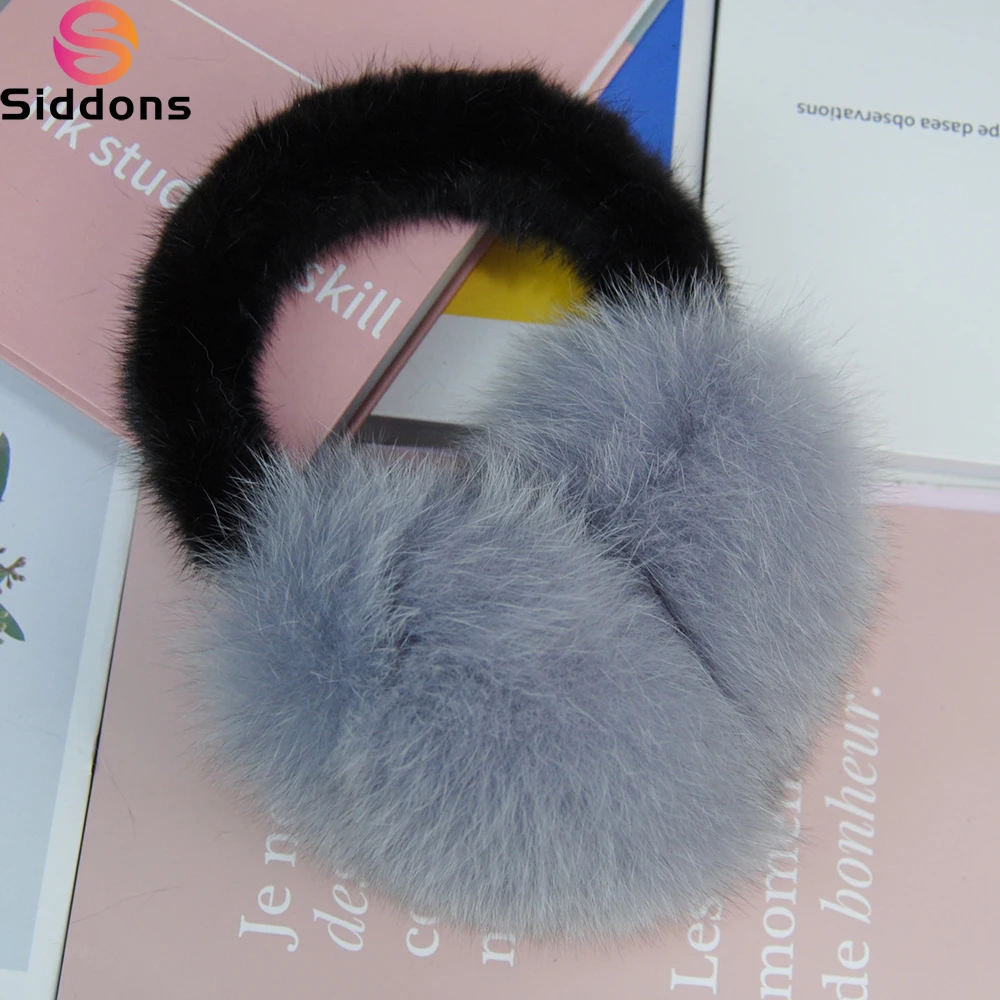 Hot Sell Girls Natural Real Fox Fur Earmuffs Winter Women Warm Plush Fox Fur Ear Muff Russian Fluffy With Real Mink Fur Earlaps