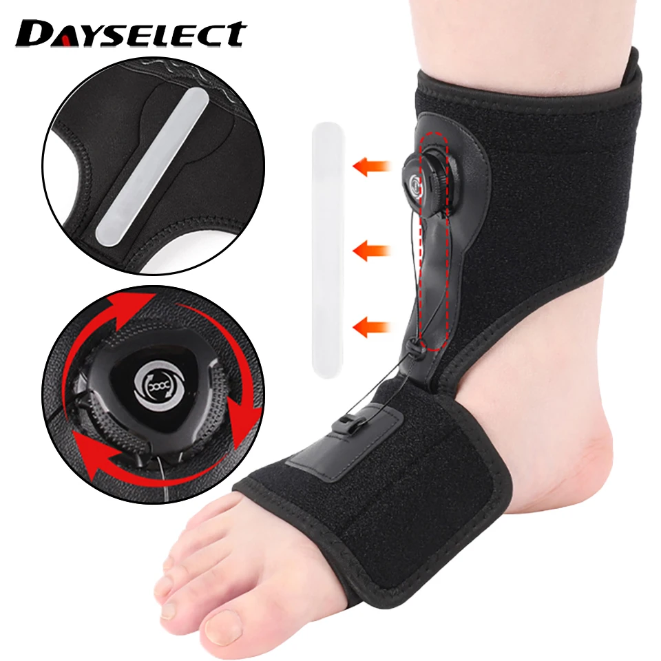 1Pcs Ankle-brace Foot Drop Orthosis Support Aluminum Strip Adjustable Telescopic Strap Allow Walk While Wearing Shoes Rotation