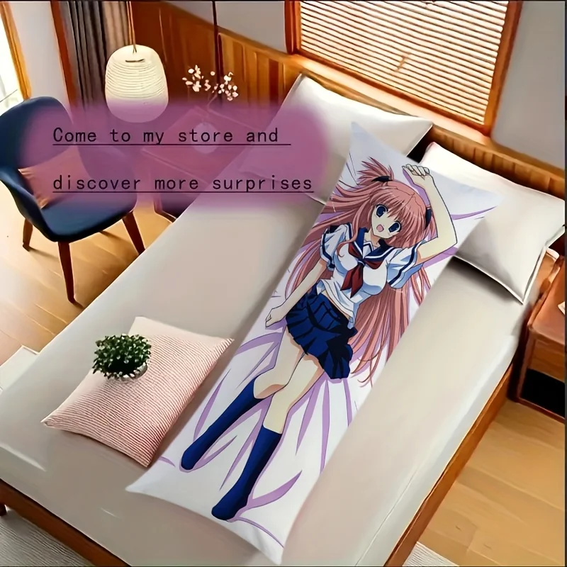 Anime Body Pillow Cover - Designed with a Twin-Tailed Character, Featuring a Full-Body Hugging Cover with a Hidden Zipper, Machi