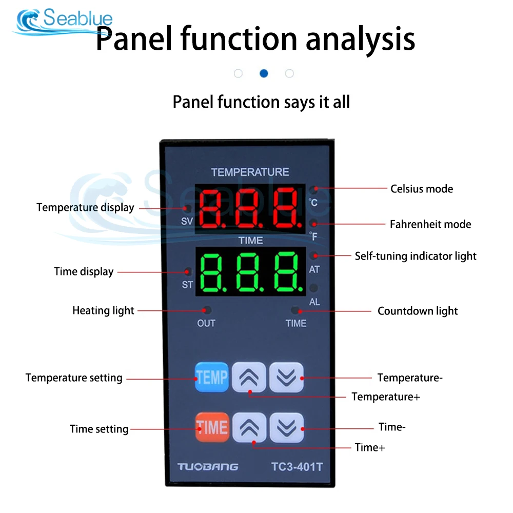 TC3-501T Multifunctional Digital Display Temperature Controller AC 110V 220V High-precision Temperature Controller Timer 0~300 ℃