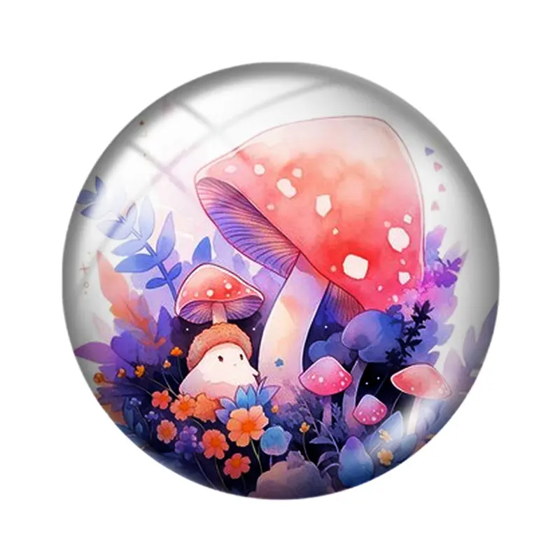 Mystical Mushrooms 12/18/20/25mm Glass Cabochon Bracelet Pendant Rings for Jewelry Demo Earrings Back Making Findings