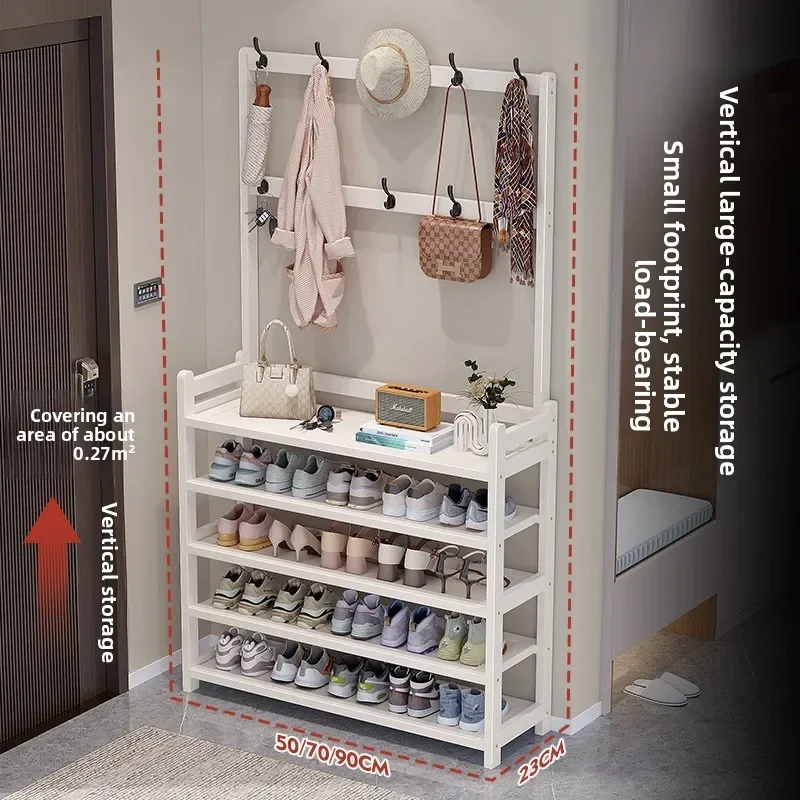 Shoe Rack Storage Rack Integrated Household Multi-layer Shoe Cabinet Into The Home Shoe Coat Rack Floor Hanging Hanger