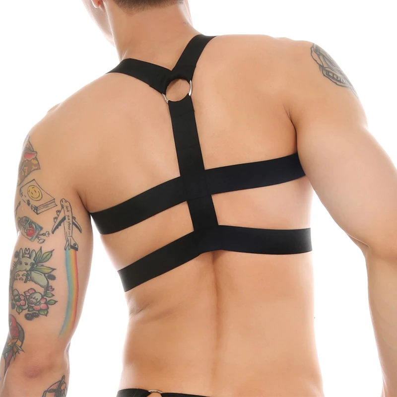 Lingerie Men Body Chest Harness Fetish Elastic Shoulder Harness Strap Gay Sexy Costume Clubwear Exotic Bondage Crop Tops Corset