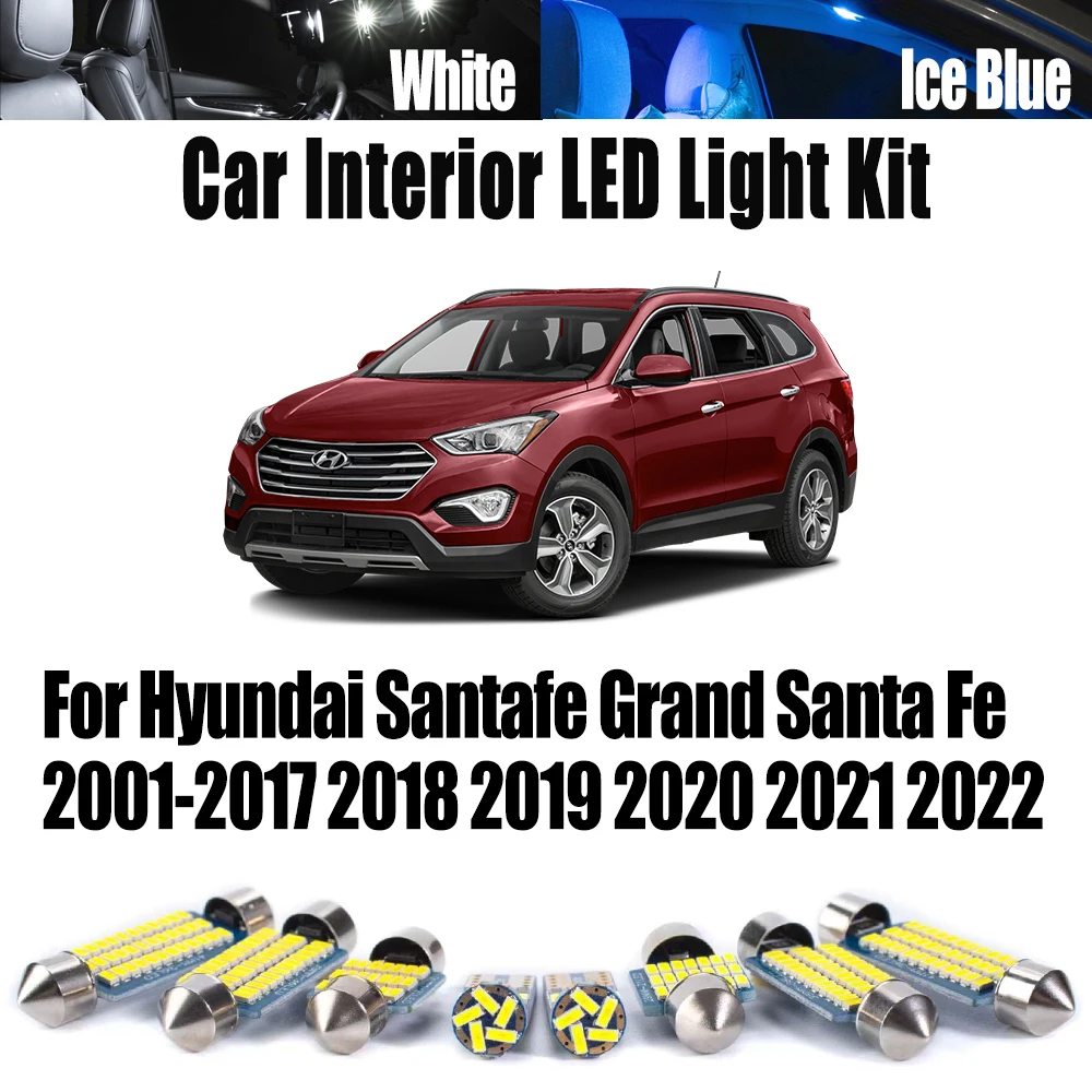 

For Hyundai Santafe Grand Santa Fe 2001- 2017 2018 2019 2020 2021 2022 Car Ceiling Bulb Canbus Interior Map Dome Light LED Kit