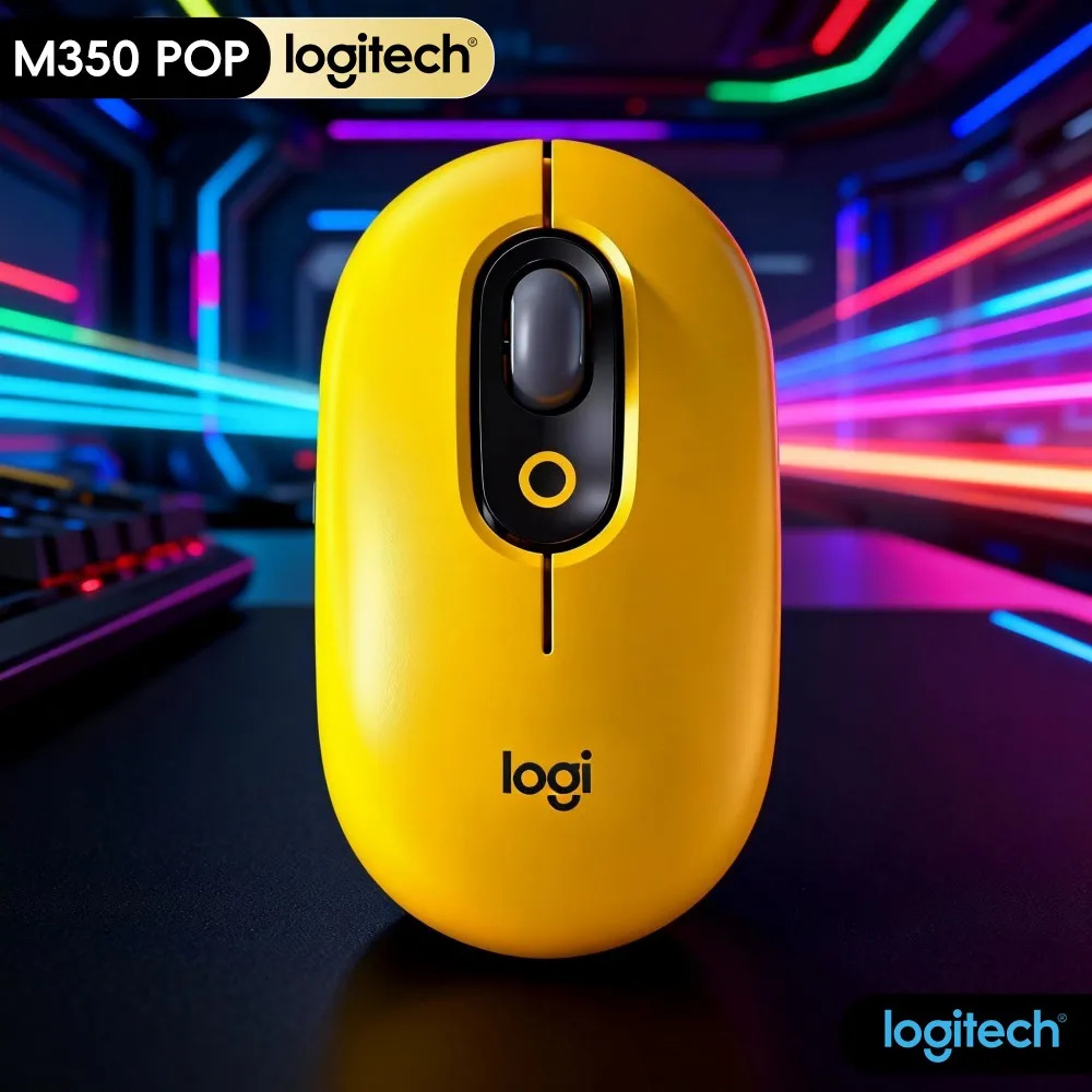 Quiet Click Logitech M350 POP Mouse Dual Connectivity 10M Range Ergonomic Shape For Left Right Hand Office Home