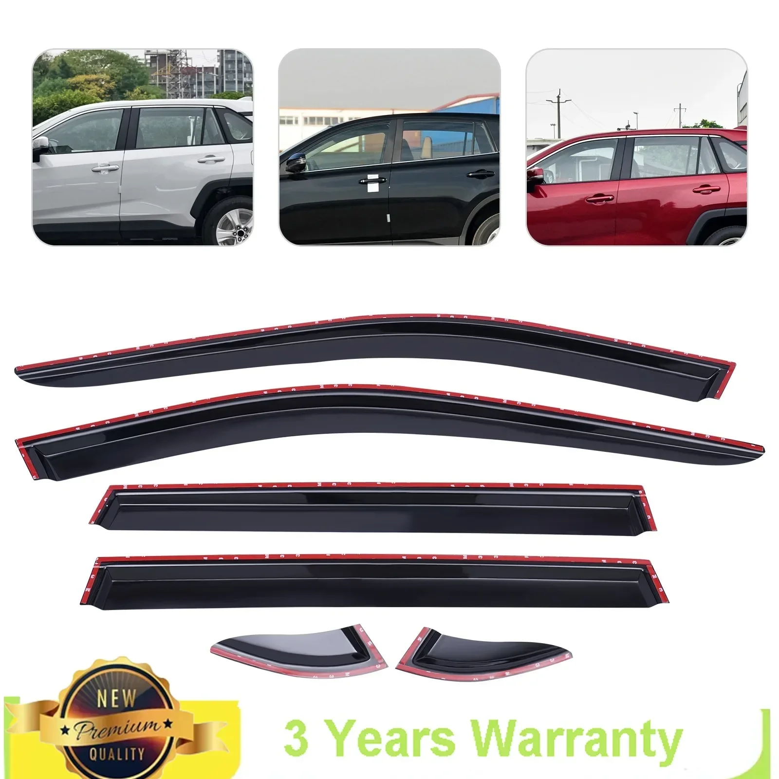 

6Pcs Black Exterior Accessories,For Toyota RAV4 2019 2020-2022 Window Wind Deflector Door Visor Integrated Design Rain Sun Guard