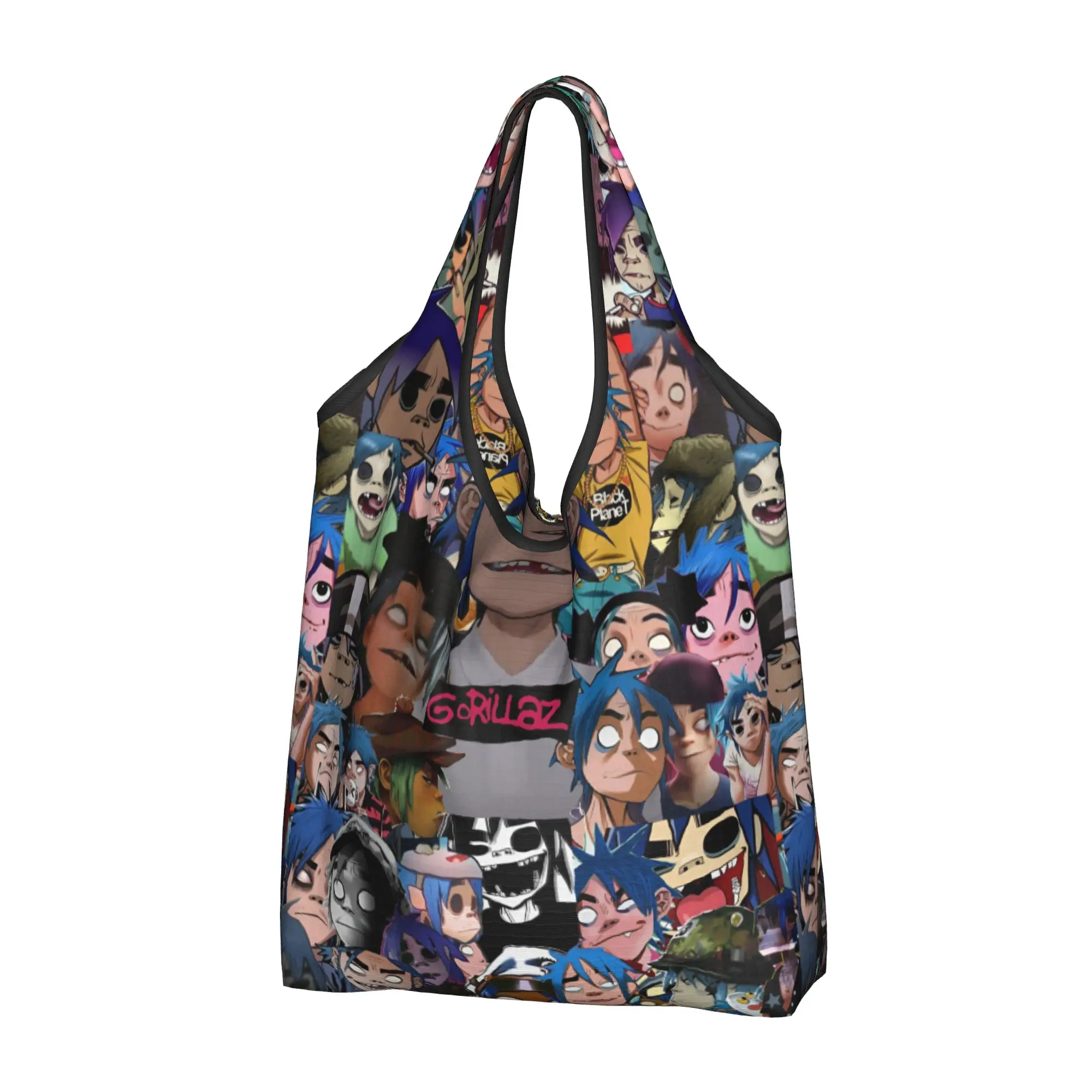 Custom G-Gorillazes Hot Manga Comic Virtual Rock Shopping Bags Women Portable Big Capacity Groceries  Shopper Tote Bags