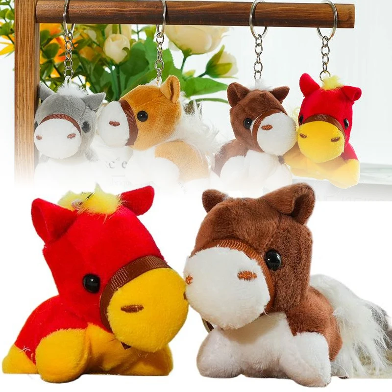 

1Pcs Stuffed Pretty Pony Doll Pendant New Year Mascot Colorful Little Horse Keychain Plush Toys Gorgeous Festive Decor