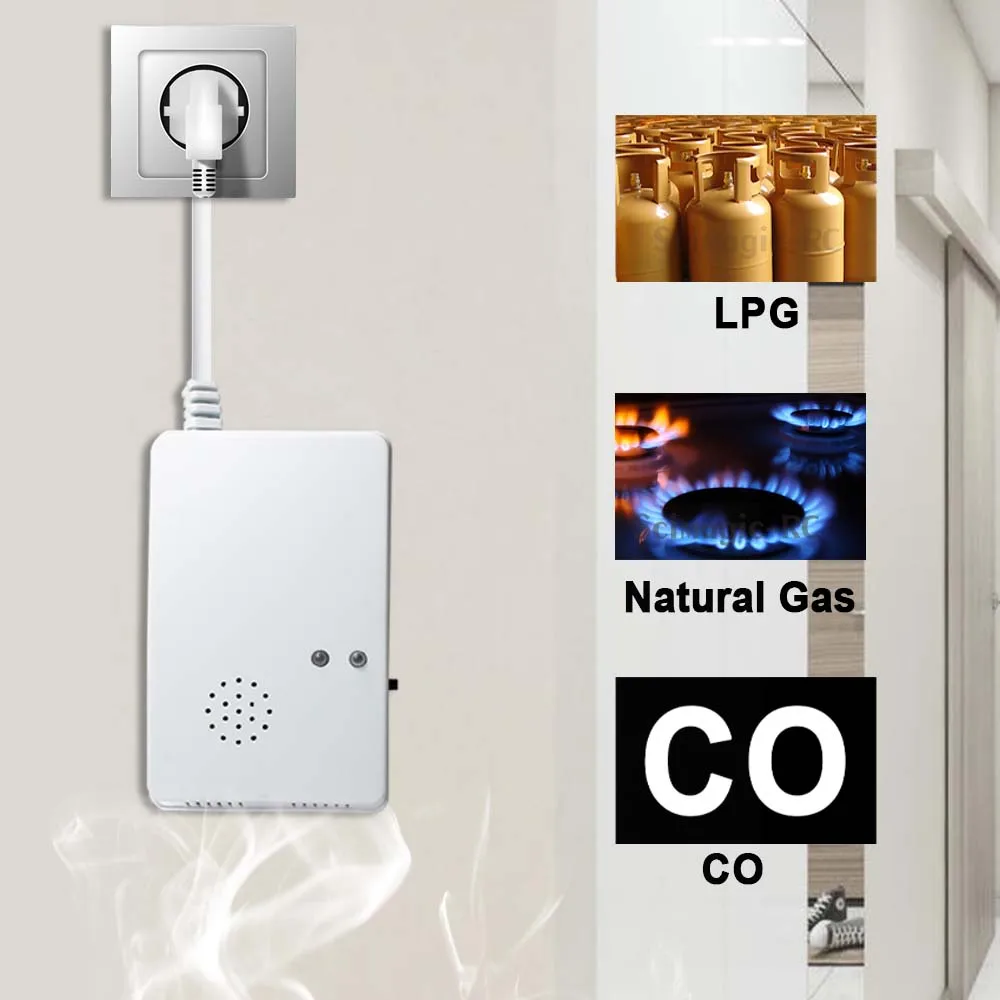 CO Propane LPG Combination Natural Gas And Carbon Monoxide Detector Plug In 2-in-1 Combustible Gas Leak Sensor Alarm