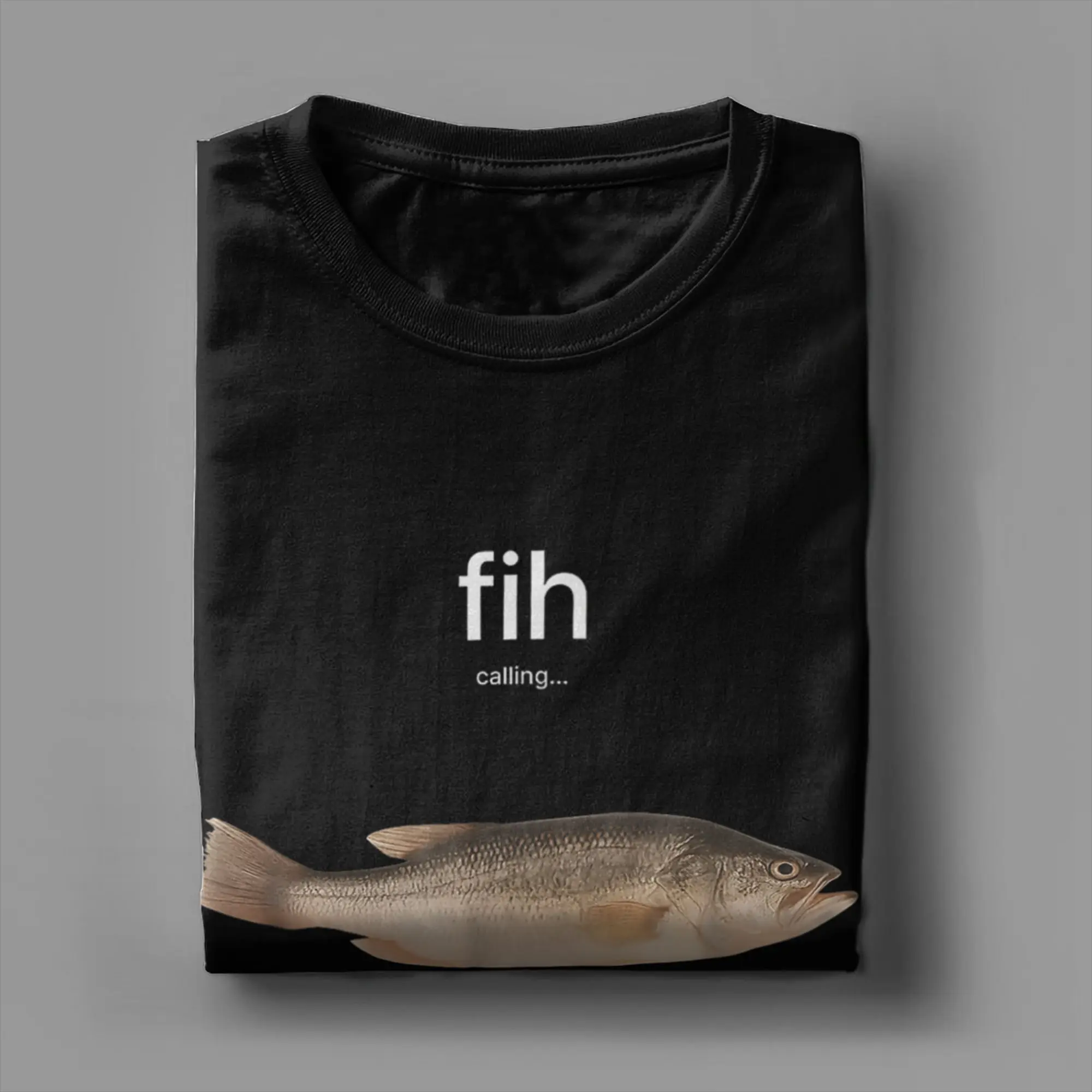 تي شيرت رجالي Fih Calling تذكير بي رسالة انخفاض قبول مكالمة هاتفية الأسماك رهيبة القطن تيز قصيرة الأكمام تي شيرت الملابس #4