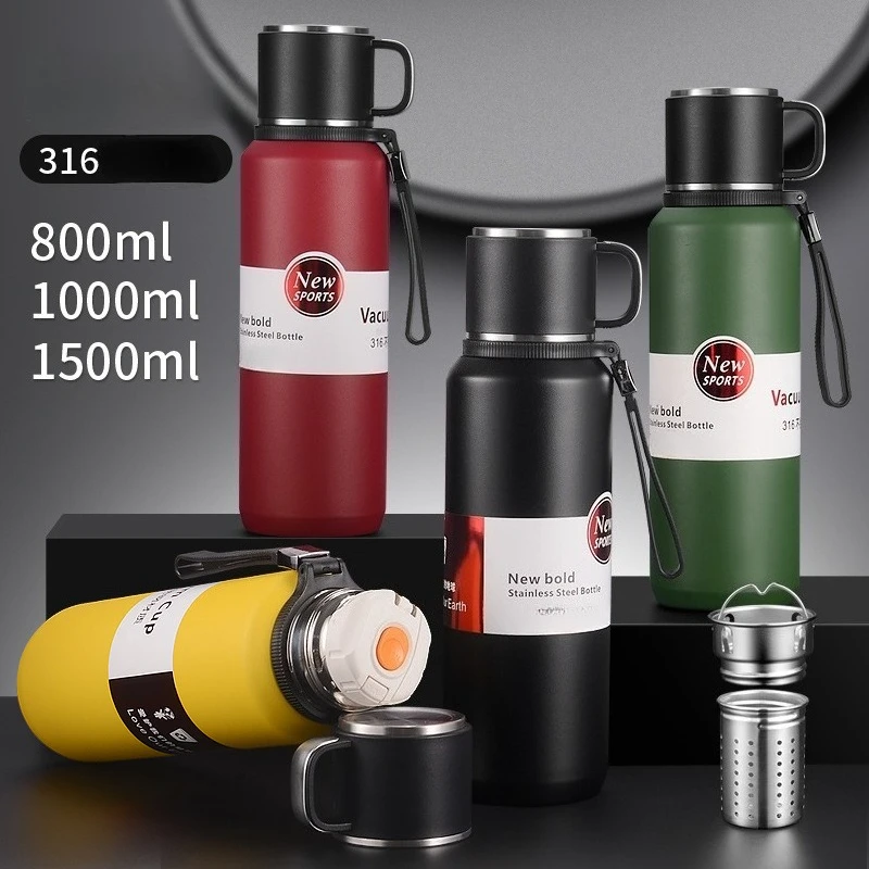 

1000ML Men Stainless Steel Insulated Water Bottle Large Capacity Outdoor Travel Mug Portable Car Thermos Cups