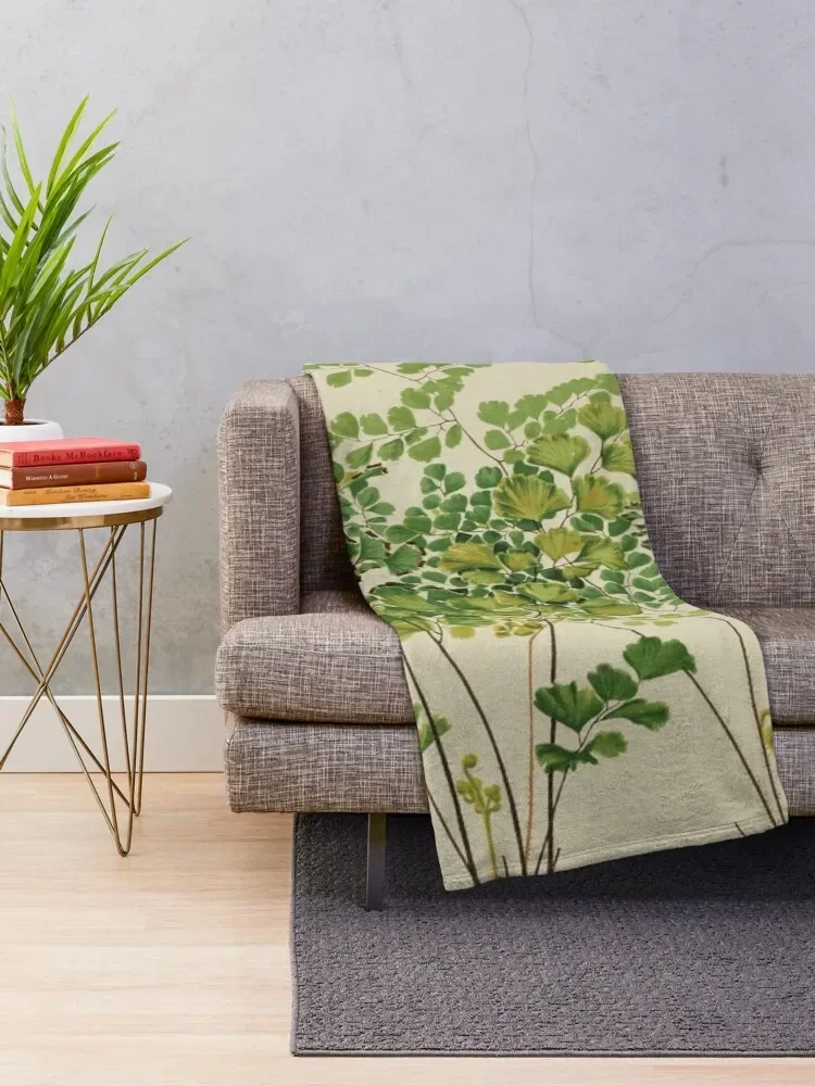 Maidenhair Ferns Throw Blanket manga Decoratives Hairys Blankets