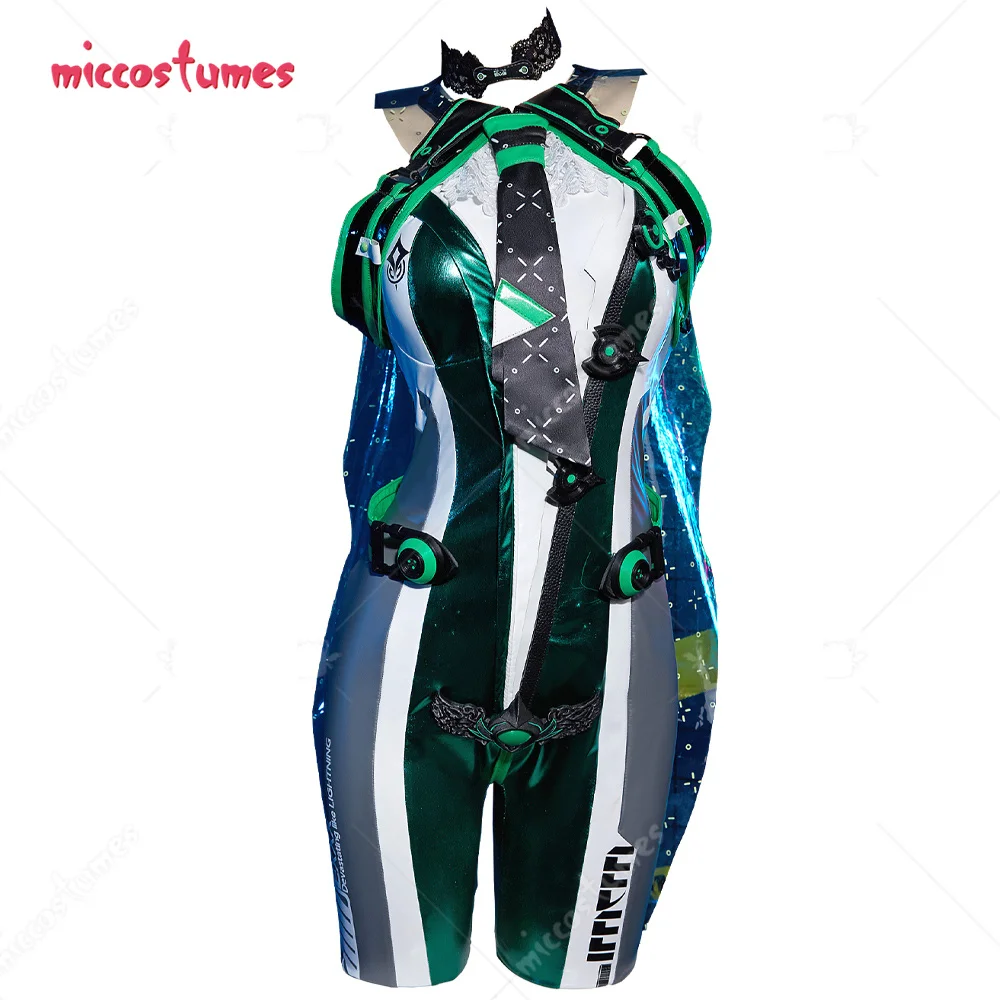 Cosplay.fm Women's EVE Cosplay Costume Jumpsuit and Gloves with Temporary Tattoo Stickers and Collar